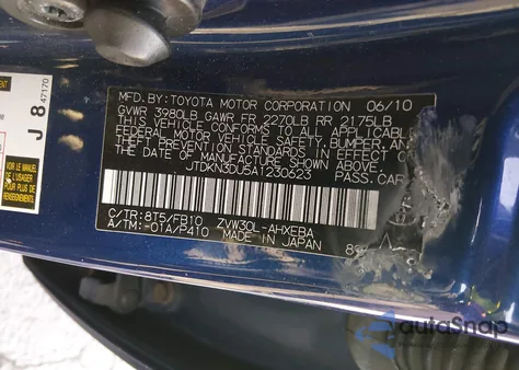 2010 Toyota Prius Ii z USA, uszkodzony, nr VIN JTDKN3DU5A1230623